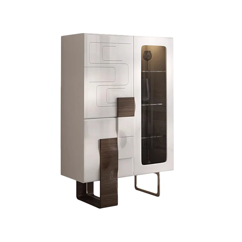 

Nordic modern display cabinet light luxury high-end glass living room household solid wood dining side cabinet