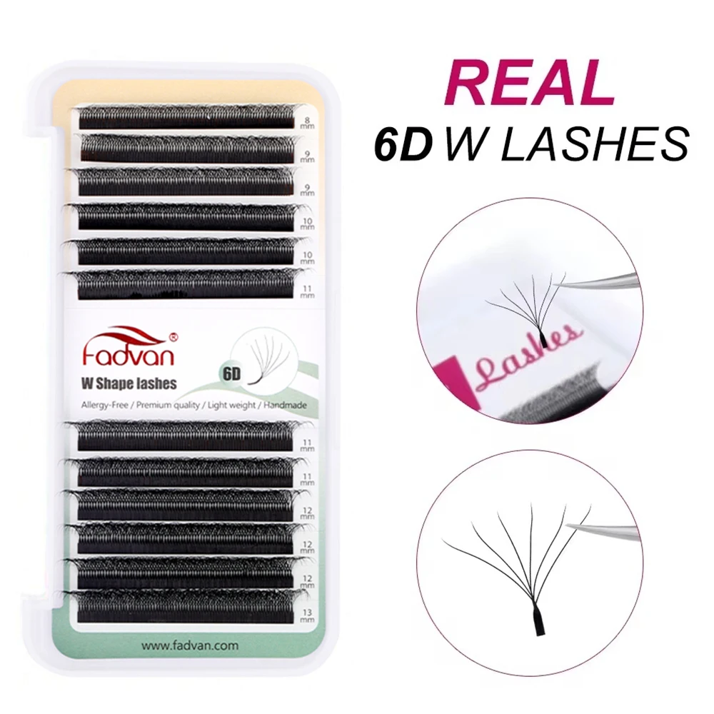 FADVAN New 6D - W Shaped Eyelash Extensions 0.07 D 8-14mm Soft Natural Professional Lashes