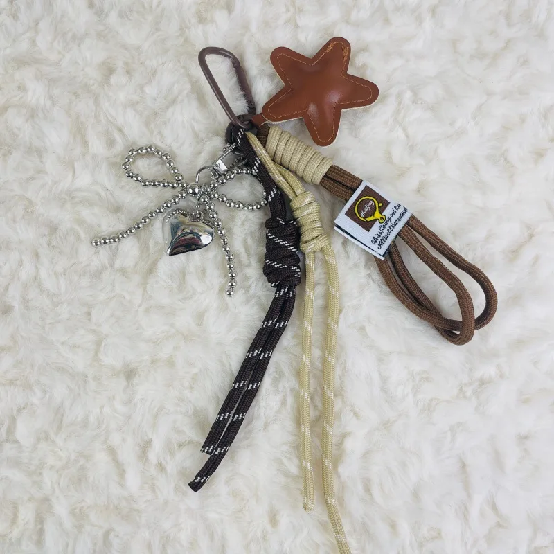 Trendy Bag Hanging Charm Bowknot Star Key Ring Versatile Keychain Pendant Exquisite Backpack Decoration Accessories Gifts