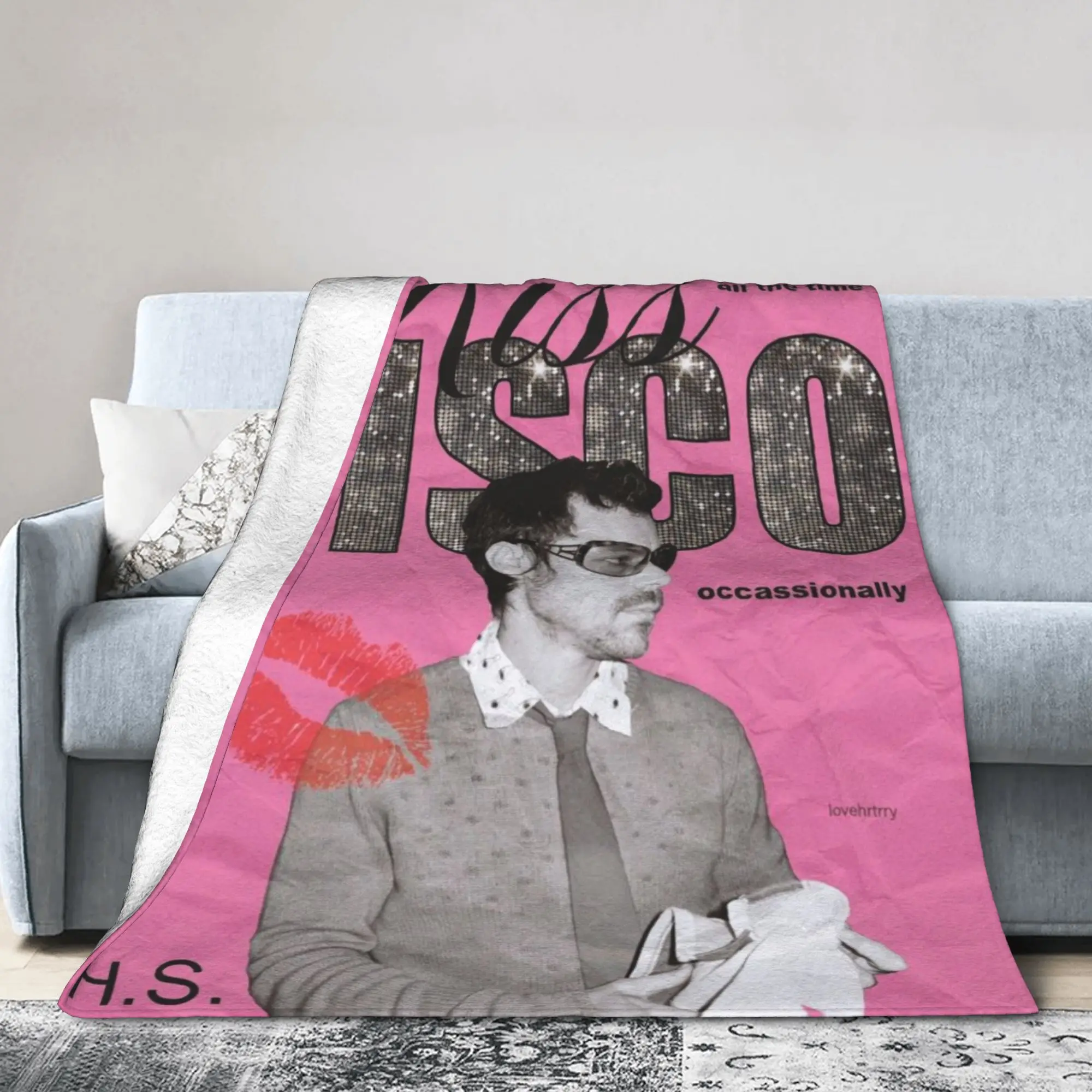 Kiss All The Time Disco Blankets Harrys Music Styles Wool Funny Breathable Throw Blanket for Home Summer