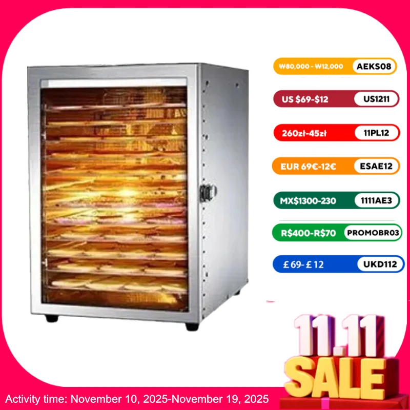 220V 12 layers Fruit dryer food household small bean dissolving pet food dehydration drying machine Машина для сухофруктов
