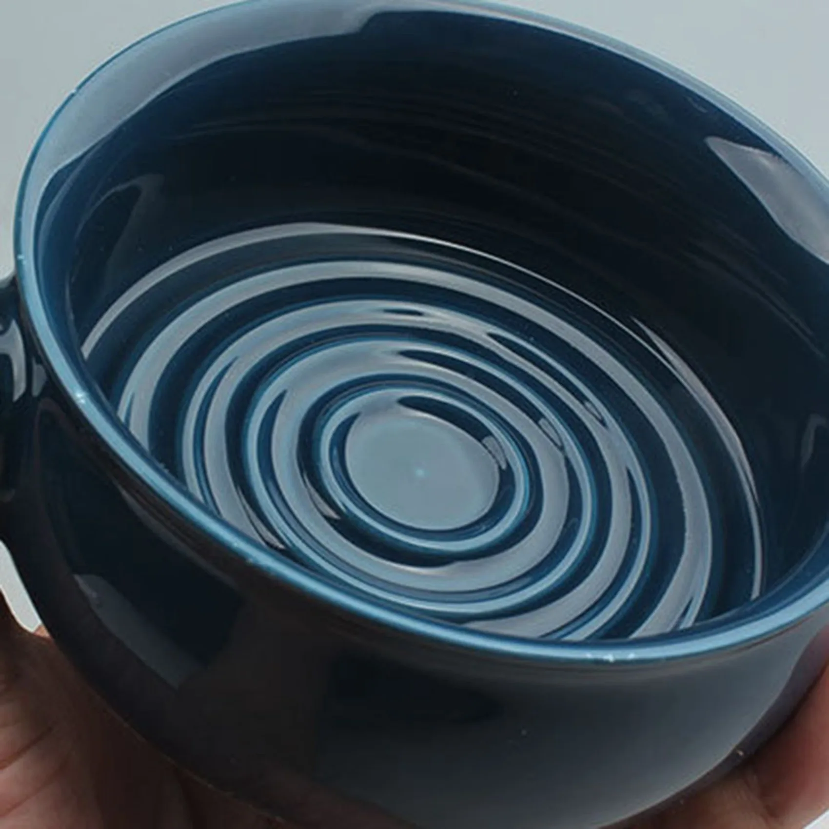 TAIGH-2X Men's Shaving Mug Bowl Cup Thread Bottom Wide Mouth For Shave Brush And Shaving Soap Royal Blue & Dark Blue