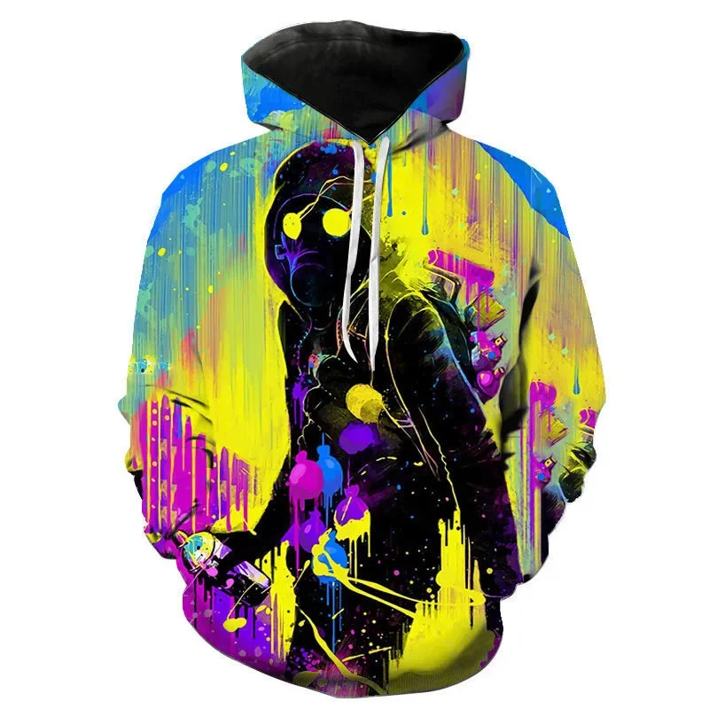 New Graffiti Hoodies 3D Printing Sweatshirt Funny Art Colorful Sportswear Casual Cool Long Sleeve Pullover Clothing High-quality