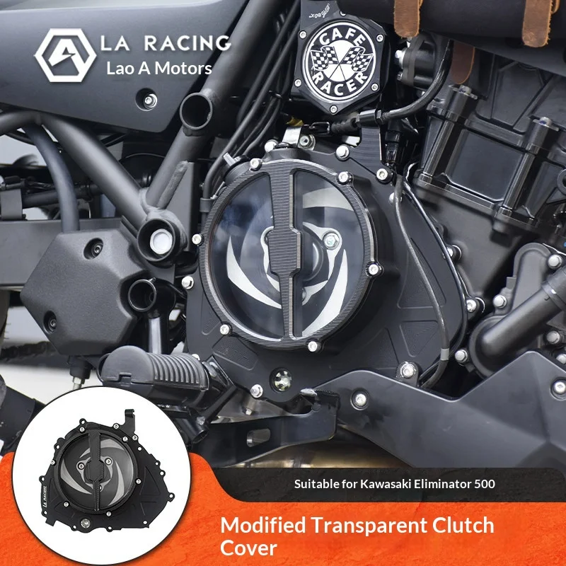 【Premium】For Kawasaki Eliminated 500 modified transparent clutch cover, aluminum alloy engine side cover, retro decorative cover