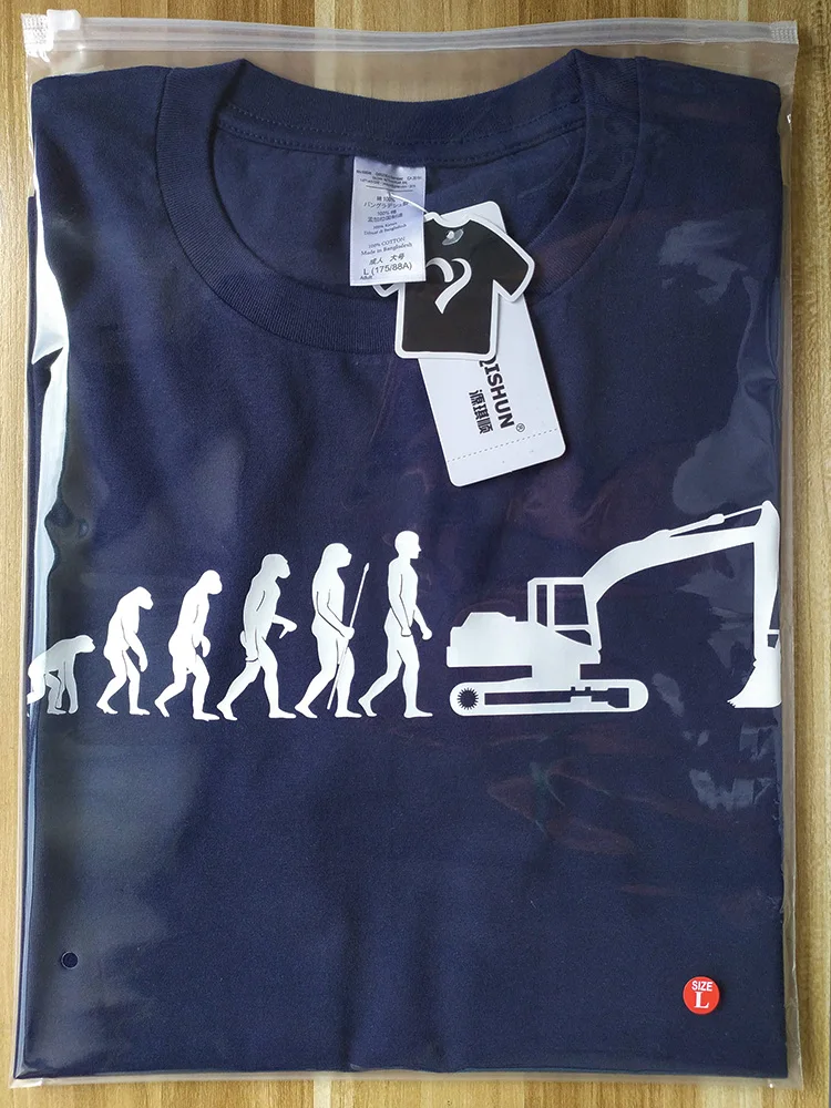 16 Colors 100% Cotton Evolution T-Shirt Excavator Construction Vehicle Machine Caterpillar Construction Worker Tee Shirt 1409-A