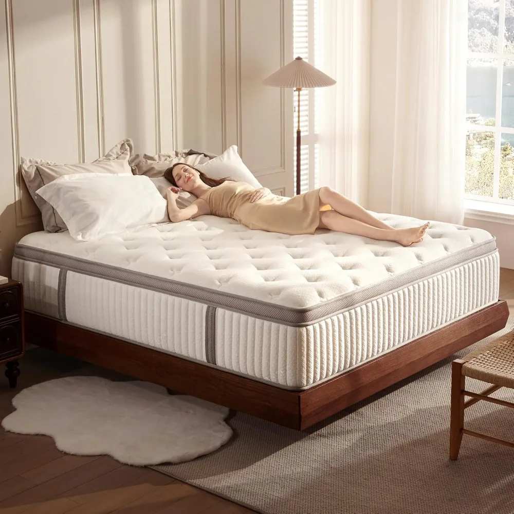 

Queen Mattress, 12 inch Queen Size Cooling Gel Memory Foam Mattresses for Pressure Relief, Medium Firm Hybrid Mattress in a Box,