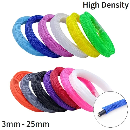 Funda trenzada expandible aislada de 2/10M, 4/6/8/10/12/14/18/20/25mm, prensaestopas de alambre PET apretados, funda de Cable de protección de alta densidad