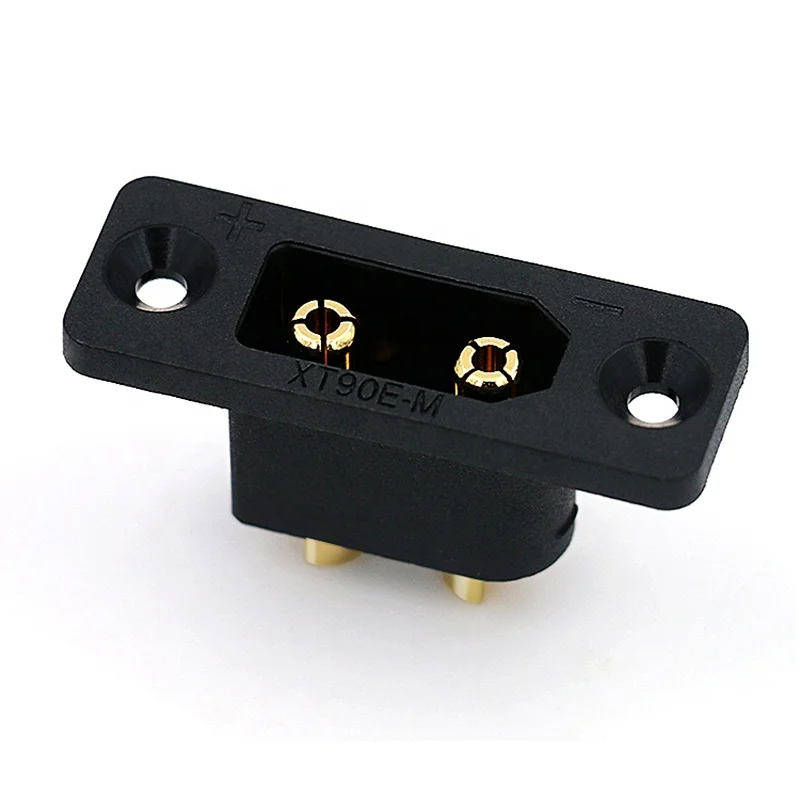 30PCS Amass Black XT90E-M Panel Mount Connectors Battery Plug Gold-plated Male XT90E Connector DIY Parts For RC Aircraft Drone