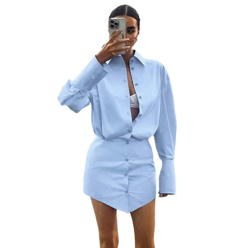 Robe coupe sur mesure de style chemise personnalisée française, nouvelle jupe crayon de couleur unie de niche simple, offre spéciale