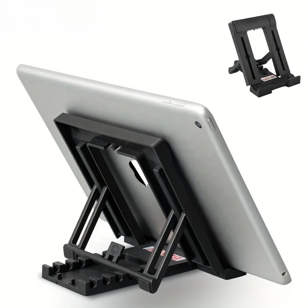 1pc Heavy Duty Foldable Tablet & Panel PC Stand with Rugged Clip Holder, Portable Desktop Mount Bracket Compatible for iPad