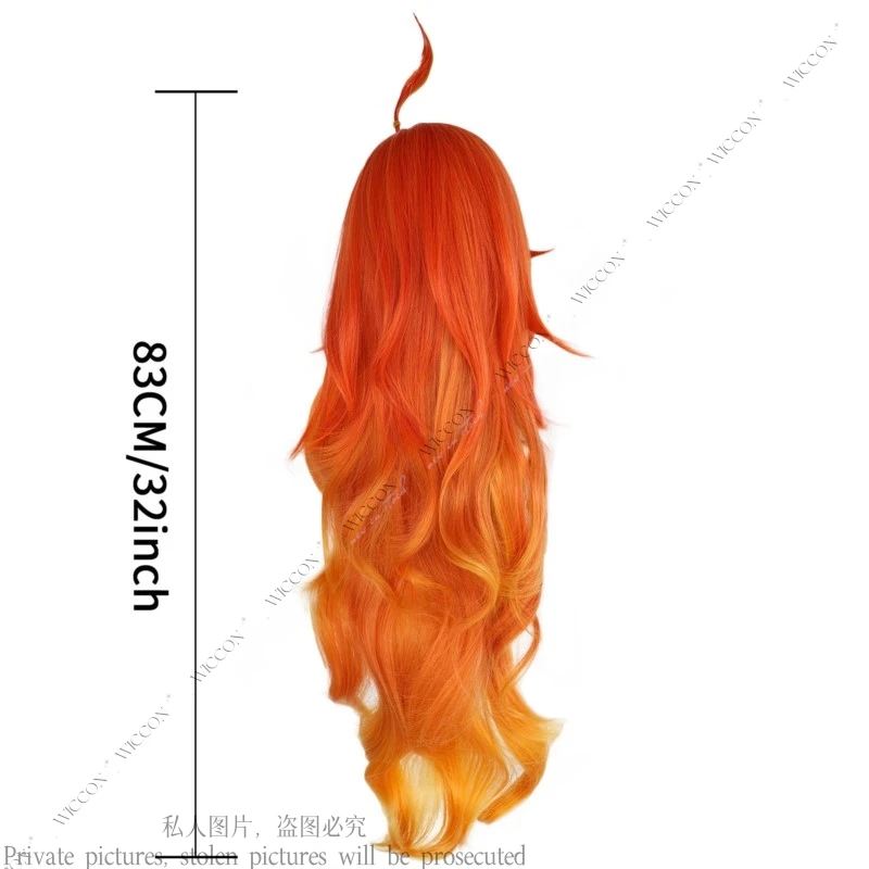 Mavuika New Natlan Cosplay Wig Game Genshin Impact The Seven The God of Fire Woman Gradient Hair Red Orange Halloween Comic-Con