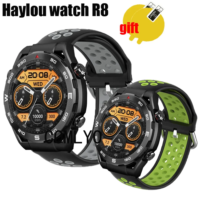 NEW Band For HAYLOU Watch R8 Strap Smart Watch Silicone Breathable Sports Bracelet Screen Protector Film