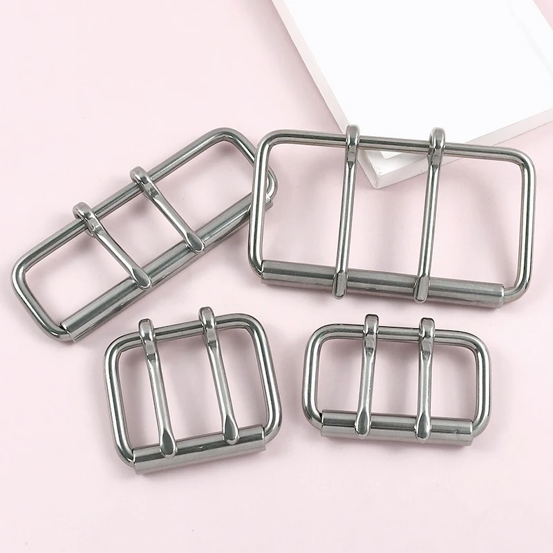 1Pc Meetee 52/60/102mm ステンレス鋼ベルトバックル男性用ダブルピンバックルレザーウェビングトライグライドクラスプ調整ローラーフック