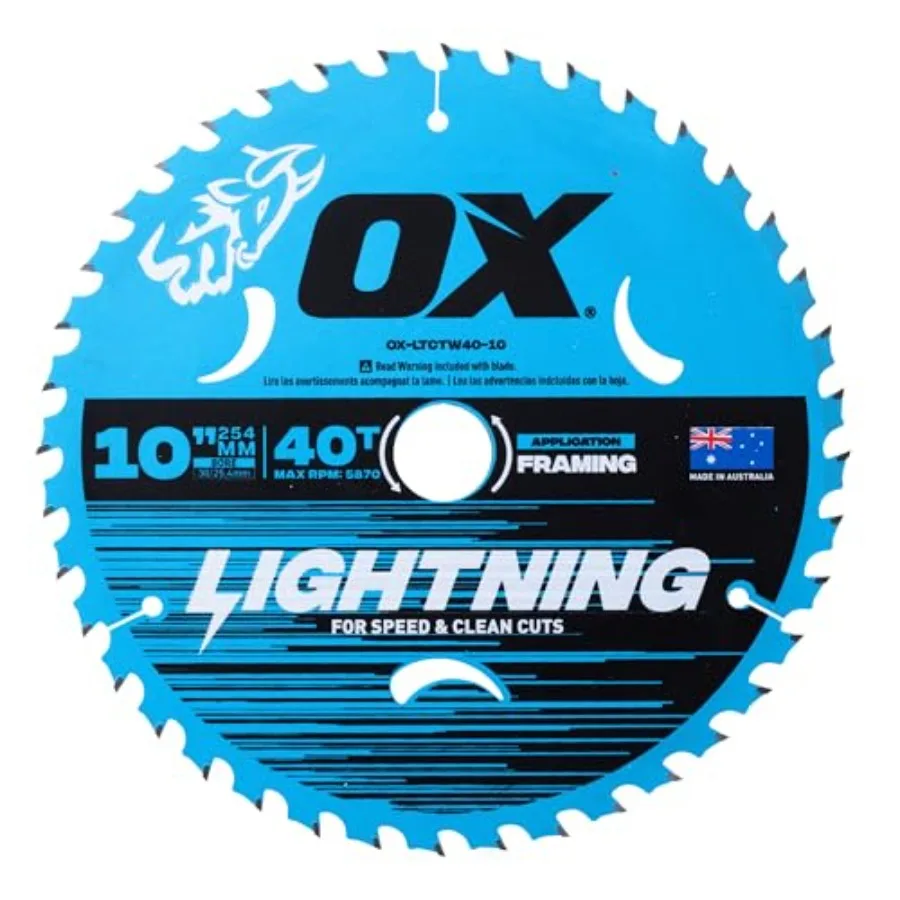 

Pro Lightning 10-Inch Circular Saw Blade 40-Tooth Carbide Tipped for Wood Cutting 5/8 Inch Bore Wood Saw Blades 10 inch Table S