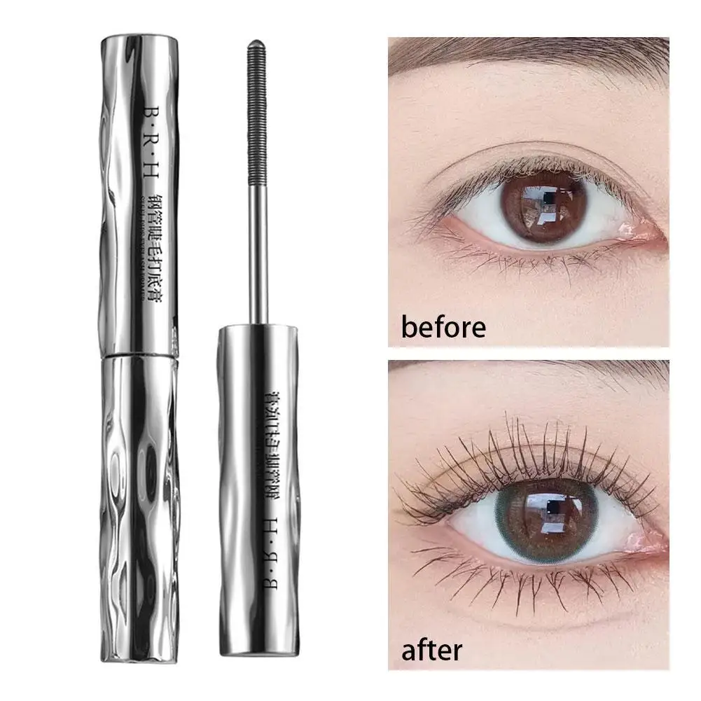 Eyelash Primer Mini Steel Tube มาสคาร่าสีดําธรรมชาติ 3D ผ้าไหมเส้นใย Eyelash Primer Non Smudging ขนตายาวนานยาวนาน