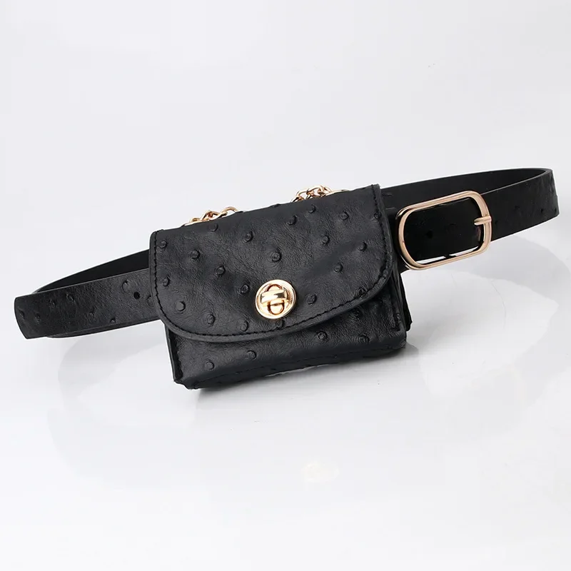 Fashion New Women Chain Pocket Belt Leopard Pattern Retro Waist Fanny Pack Mini Handbag PU Leather Bag Purse  Lady Wholesale Bag