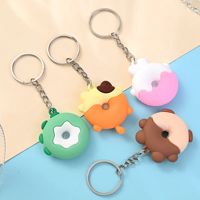 Donut Animal Cartoon Doll Pendant Gift Key Chain Female Exquisite Cute Car Key Chain Bag Pendant