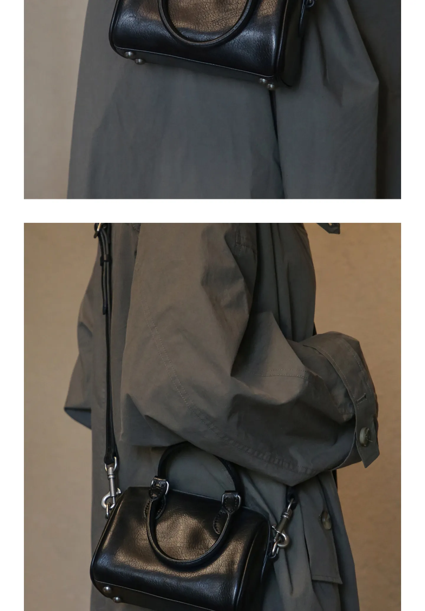 PNDME schlichte Vintage-Handtasche aus hochwertigem Rindsleder für Damen, lässige Party-Luxus-Umhängetasche aus echtem Leder. – Detail 13