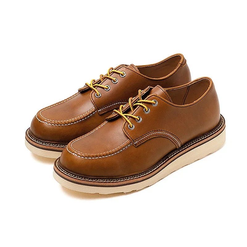 Luxury Brand Vintage Men Casual Shoes Quality Ankle Boots Cow Leather Tooling Autumn  Motorcycle Shoes for Men Boots