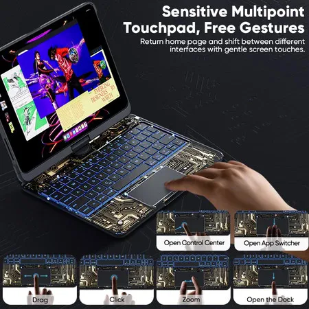 Case for IPad Air 13 Inch 2024 Air 11 Air 6th Gen Air6 5 4th Pro 11 12.9 10th 10.9 Inch 2022 7/8/9th 10.2 RGB Backlit Keyboard