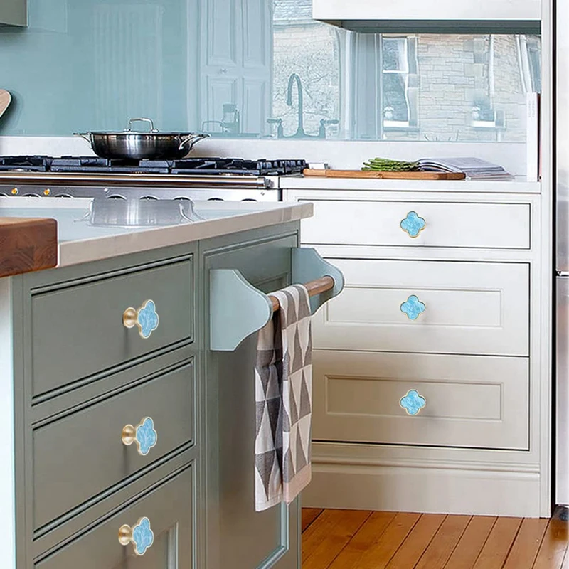 6 Pcs Four-Leaf Knobs Creative Metal Handle Cabinet Drawer Pulls For Furniture Cabinet With Screws