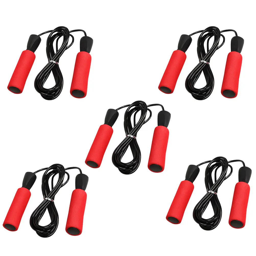 5Pcs Sponge Handle Jump Rope with Ball Bearing System for Smooth Fast Rotations Fitness Sports Rope Jumping Exercise Gym Workout