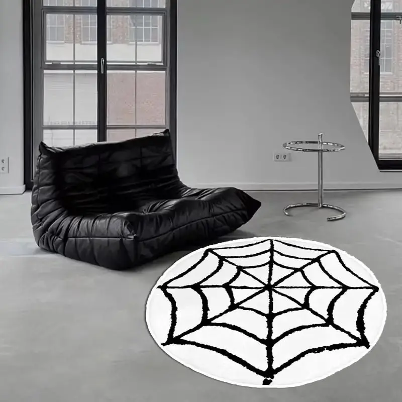 Dark Spider Web Pattern Carpet, Halloween Decoration Fluffy Plush Carpet, Bedroom Bedside Non-slip Rug,Halloween Home Decor