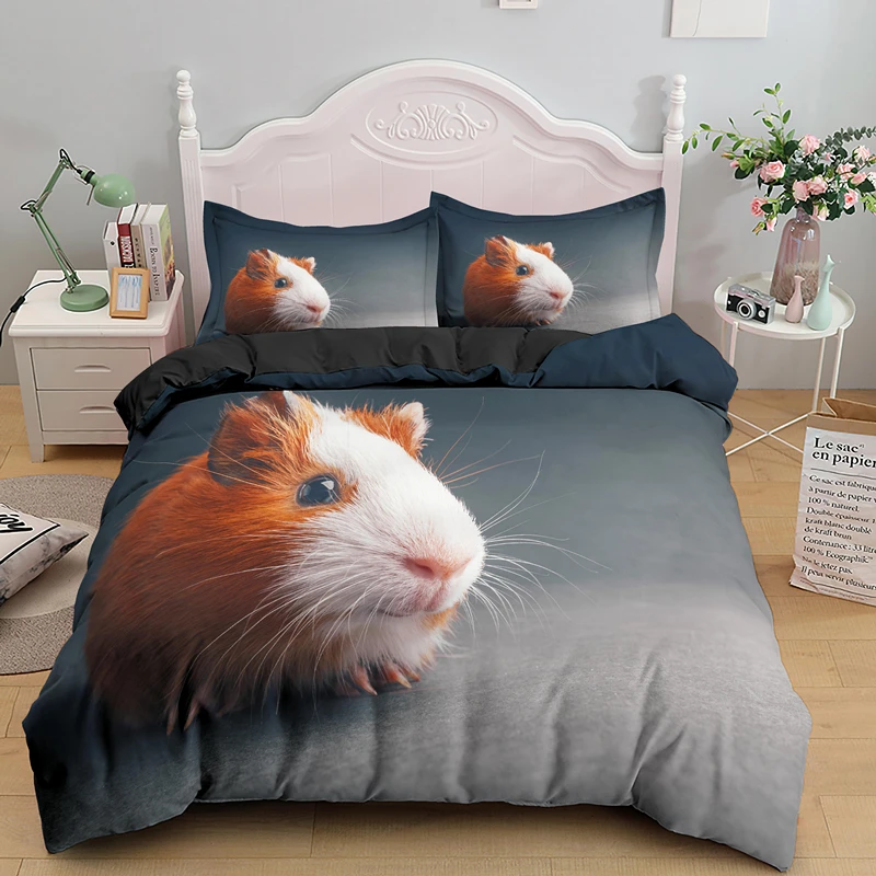 

Guinea Pig Bedding Set King/Queen Size Cute Mouse 3D Printed Duvet Cover Animal Comforter For Kids Boys Girl Hamster Quilt Cover