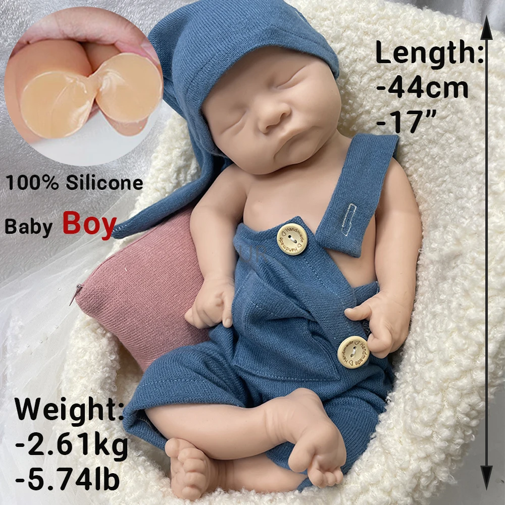 18 inch Soft Silicone Reborn Baby Boy Levi Non-vinyl Lifelike Unpainted Newborn Doll for Painter Collectibles Toy