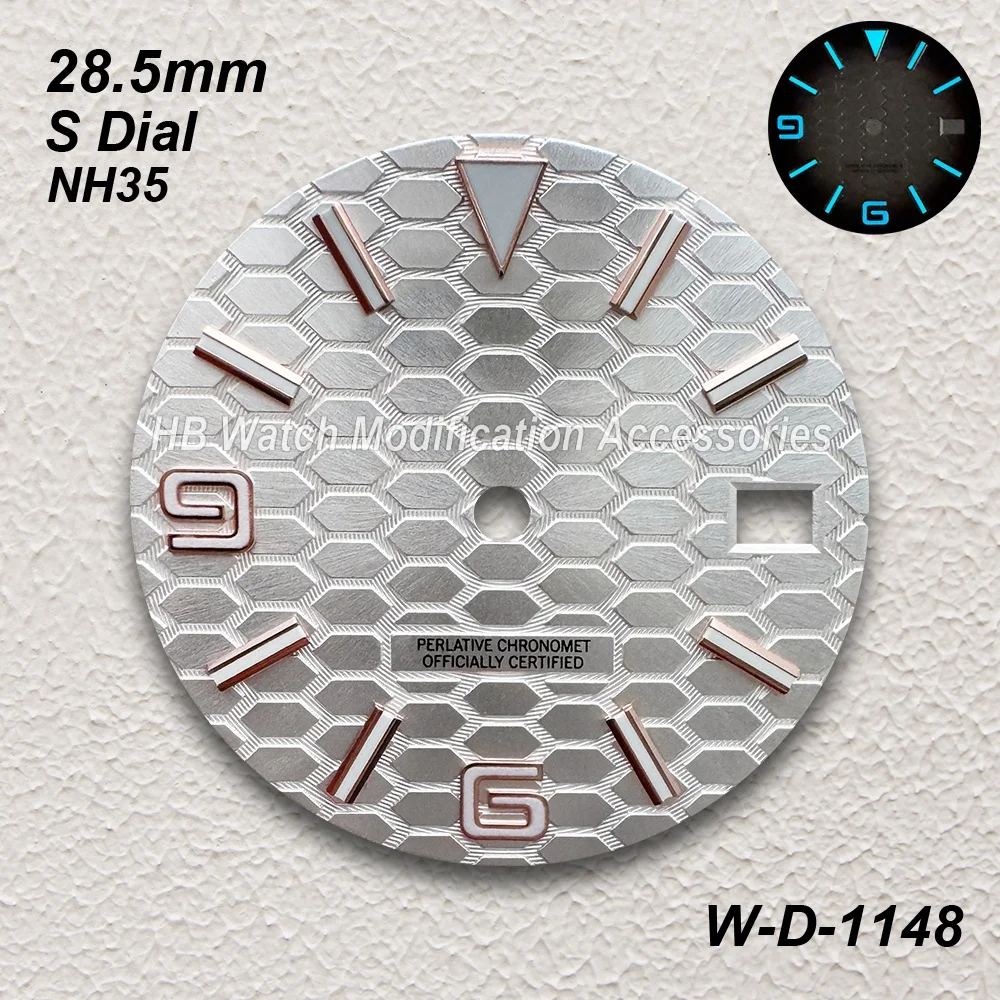Mostrador de mergulho com logotipo s, 28.5mm, adequado para nh35/nh36/4r/7s, movimento japonês, azul gelo, luminoso, acessórios de modificação de relógio de alta qualidade