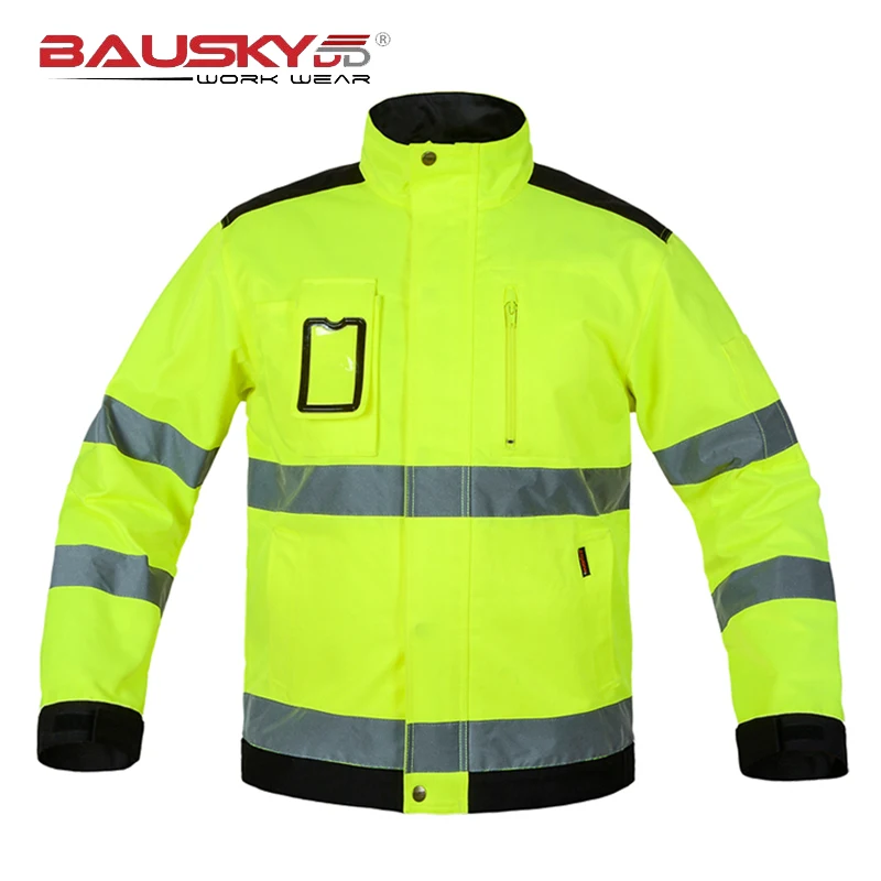 Safety Jackets for Work Men with Multiple Pockets High Visibility Workwear Two Tone Hi Vis Jacket