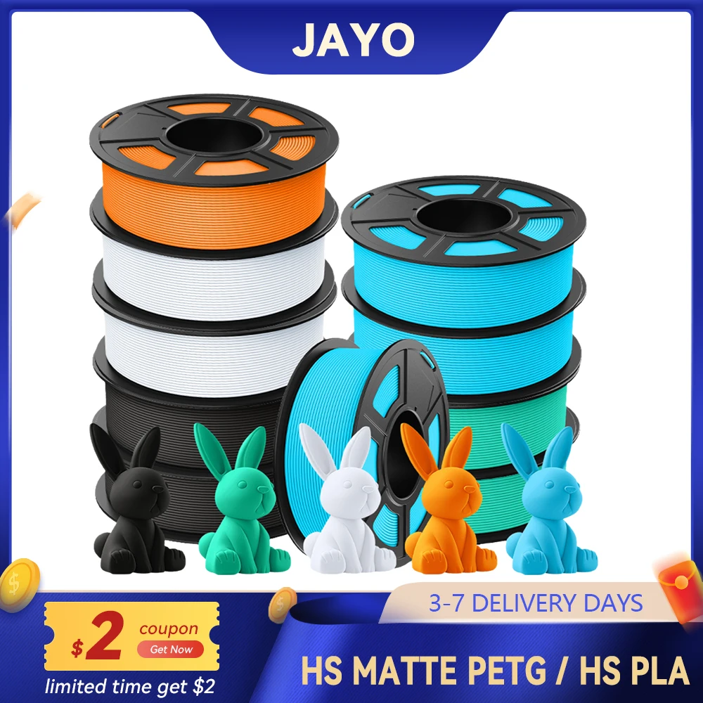 JAYO 10 Rolls 3D High Speed Matte PETG/HS PLA Filament 1.75mm 600mm/s Print Range High Flow Speedy PETG 3D Printer Filament