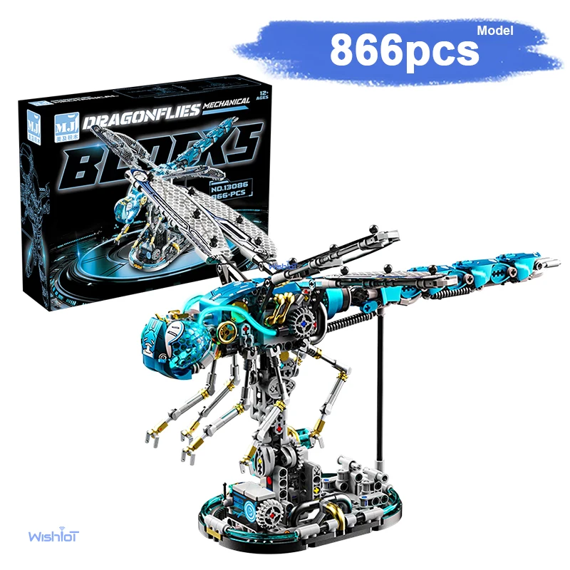 

13086 Mechanical Dragonfly Model 866pcs Building Blocks Set DIY Creative Toys for Kids Models for STEM Learning Home Decor