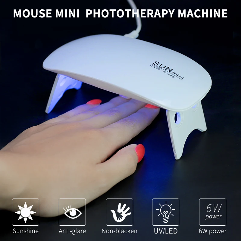 

Mini UV LED Nail Lamp Ultraviolet Light 5V USB 6W Nail LED Drying Lamps For All Gel Polish Professional Nail Equipment