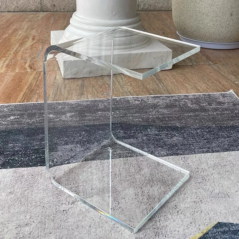 

Nordic Acrylic Transparent Small Chair Shoe Changing Stool Mini Side Table Makeup Ottoman for Modern Living Room Home Furniture