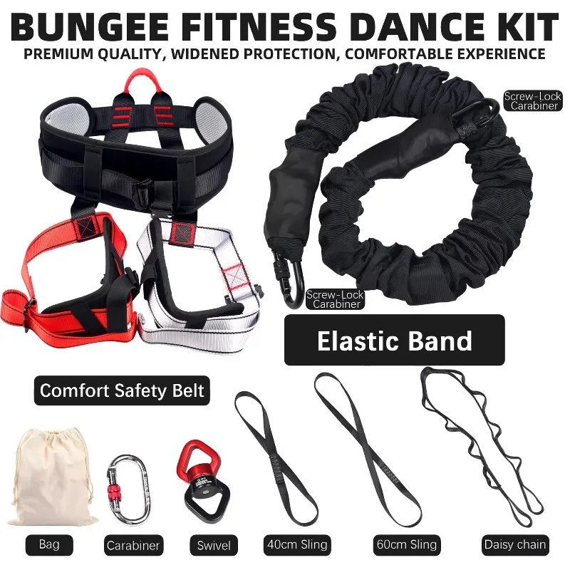 Portable Fitness Hanging Fitness Resistance Band,Elastic Rally Straps for Indoor Bungee Jumping and Aerial Yoga Workout Training