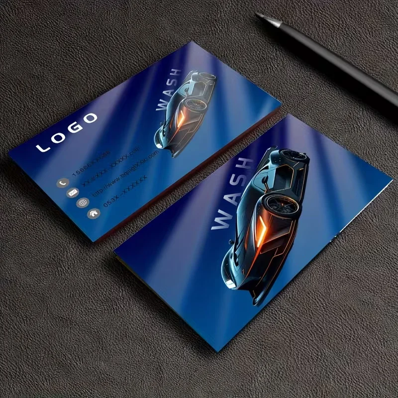 Premium Double-Sided Business Card - Matte Copper Paper with Fashionable Car Design - Personalized Contact Info for Professional