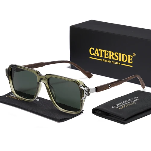 Imagen 2 del producto CATERSIDE, gafas de sol polarizadas Vintage para hombre, montura cuadrada, diseño de decoración de Metal, gafas de sol de policarbonato, gafas de conducción para mujer