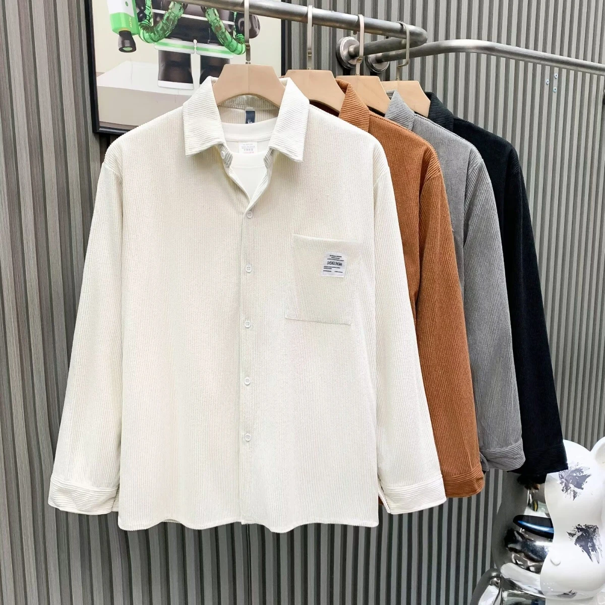 

Retro Japanese Workwear Sle Corduroy irt Men's Spring Autumn Casual Long Sve irt Couple's Outerwear Faionable Urba...