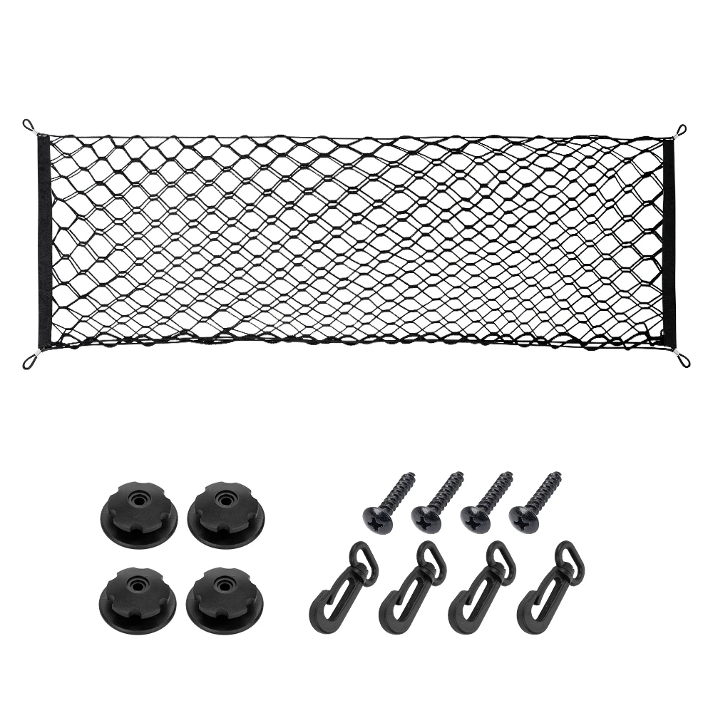 MUGE- Truck Bed Cargo Net Storage Net Trunk Mesh Organizer Envelope Cargo Net Elastic 100x40/110x40cm for SUV Ford F150 BAG117