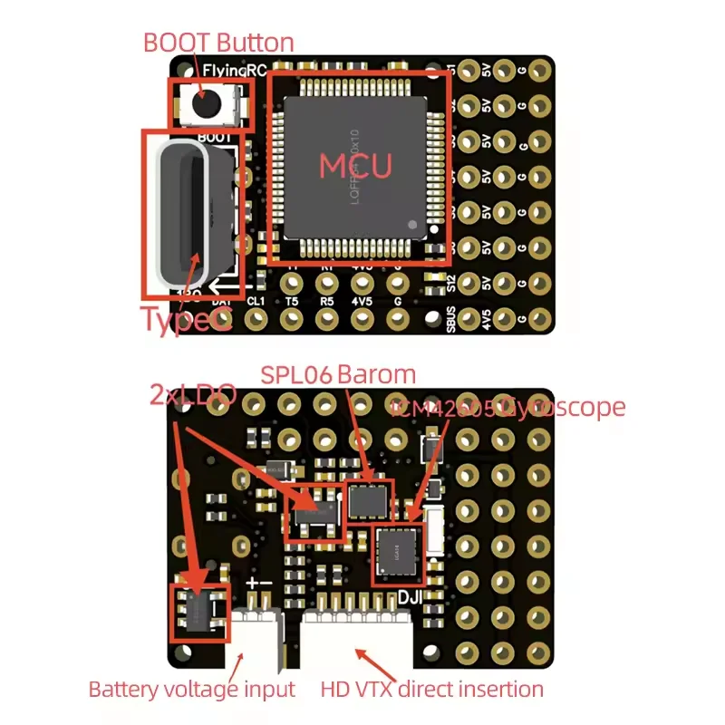 

FlyingRC F4Wing Mini MK1 Контроллер полета с фиксированным крылом F405 FC-40A ESC Поддержка AP/INAV/BF Прошивка 1-6S Lipo для дрона с фиксированным крылом