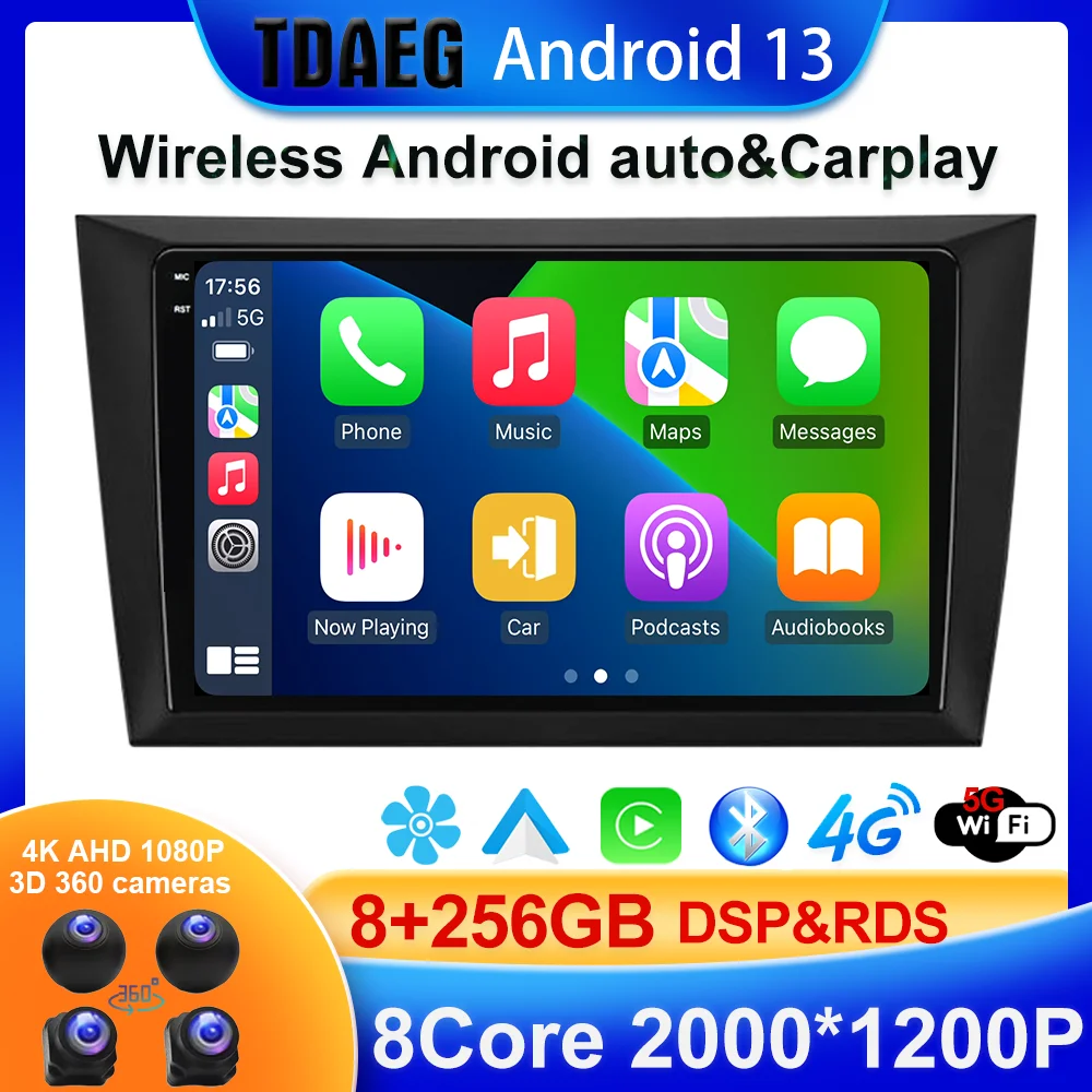 Android 13 For Volkswagen Golf 6 2008 - 2016 Multimedia Stereo Car Video Player Navigation GPS DSP 360° Camera BT5.0 360 CAM