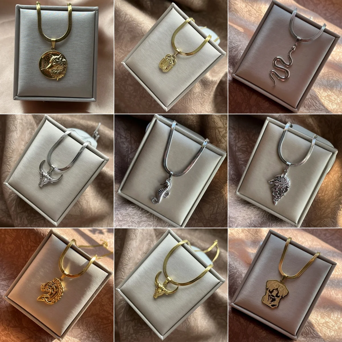 Biker Animal OX Animal Blade Chain Choker Classic Stainless Steel Bull Head Pendant Necklace Men Animal Jewelry Gift Wholesale