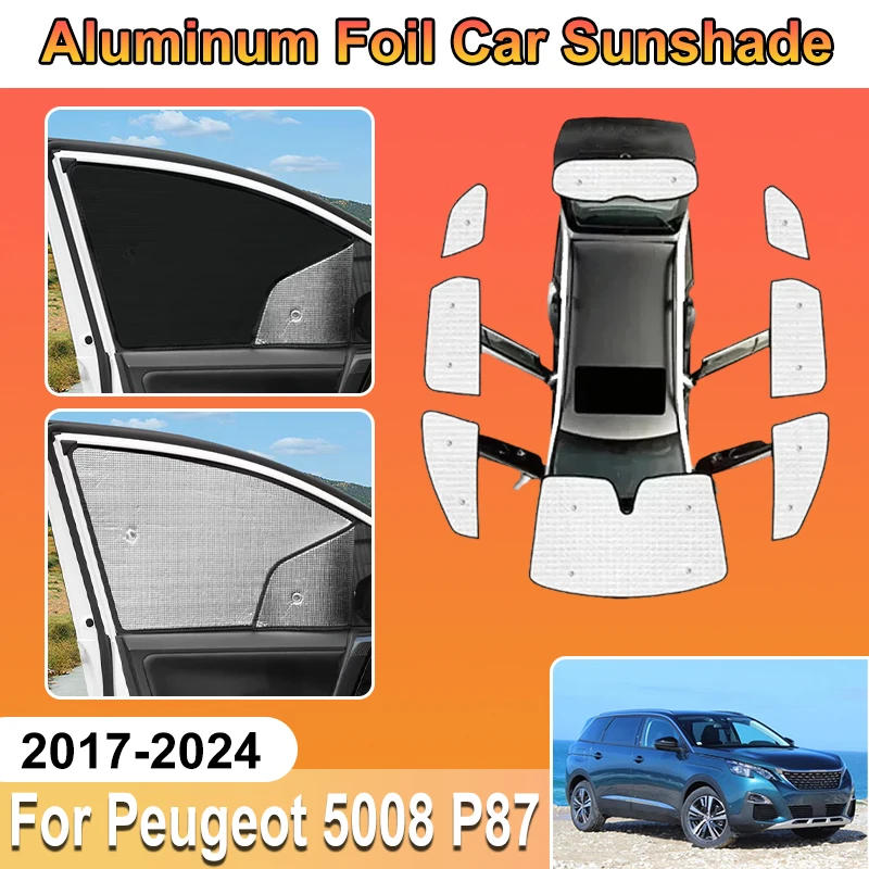 

For Peugeot 5008 Accesorios P87 MK2 2017-2024 2018 2019 Accessories Car Sun Shades Window Covers Aluminium Foil Heat Shield Auto