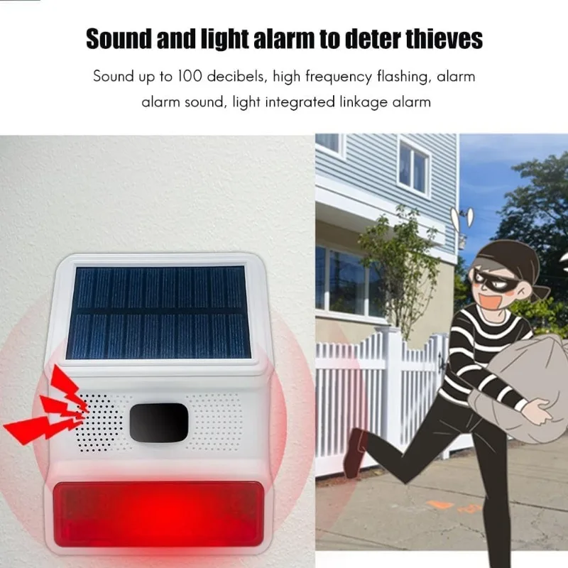 Alarm Siren 433MHz Wireless Outdoor Siren Solar Outdoor Siren with LED Flashing Light Function Support Alarm Host PG103 PG107