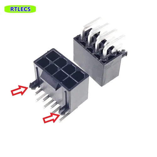 Imagen 2 del producto 4,2 MM 8 pines PCB encabezado tarjeta gráfica de ordenador macho GPU PCI-E PCIe para MSI RX 580 RTX 3070 Armor OC. Ángulo izquierdo inverso