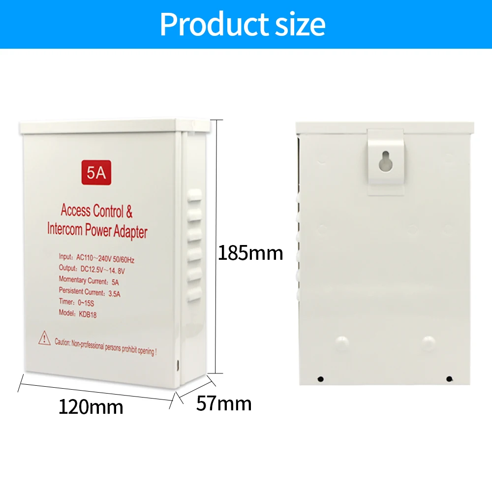 Imagem -03 - Fonte de Alimentação Especial para Controle de Acesso Dispositivo de Cara Intercomunicador de Construção Controle de Bloqueio de Porta Delay dc 12v 5a ac 220v