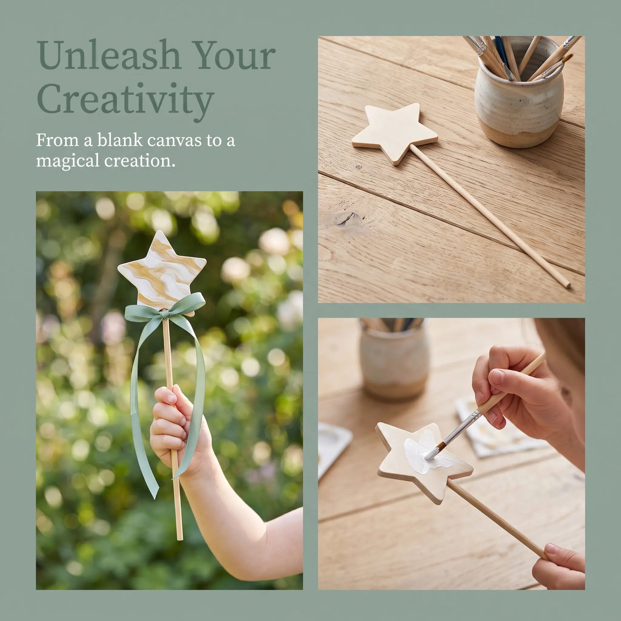 20Pcs Star Shaped Fairy Wands Wooden Unfinished DIY Craft Kit for Girls Birthday Party Wedding Cosplay Wedding Fairy Wands