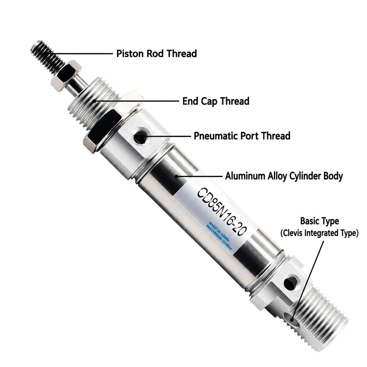 CD85N12 Pneumatic Cylinder Double Acting Single Rod ISO 6432 Mini Air Cylinder Bore CD85N12mm Stroke 5-150mm AFR Brand