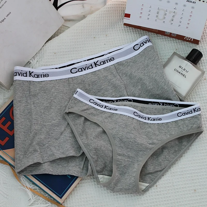 Couple Panties Sports Lovers Panties Cotton Letter Low Waist Women Briefs Sexy Panties Seamless Men Boxer Shorts Brief Lingerie